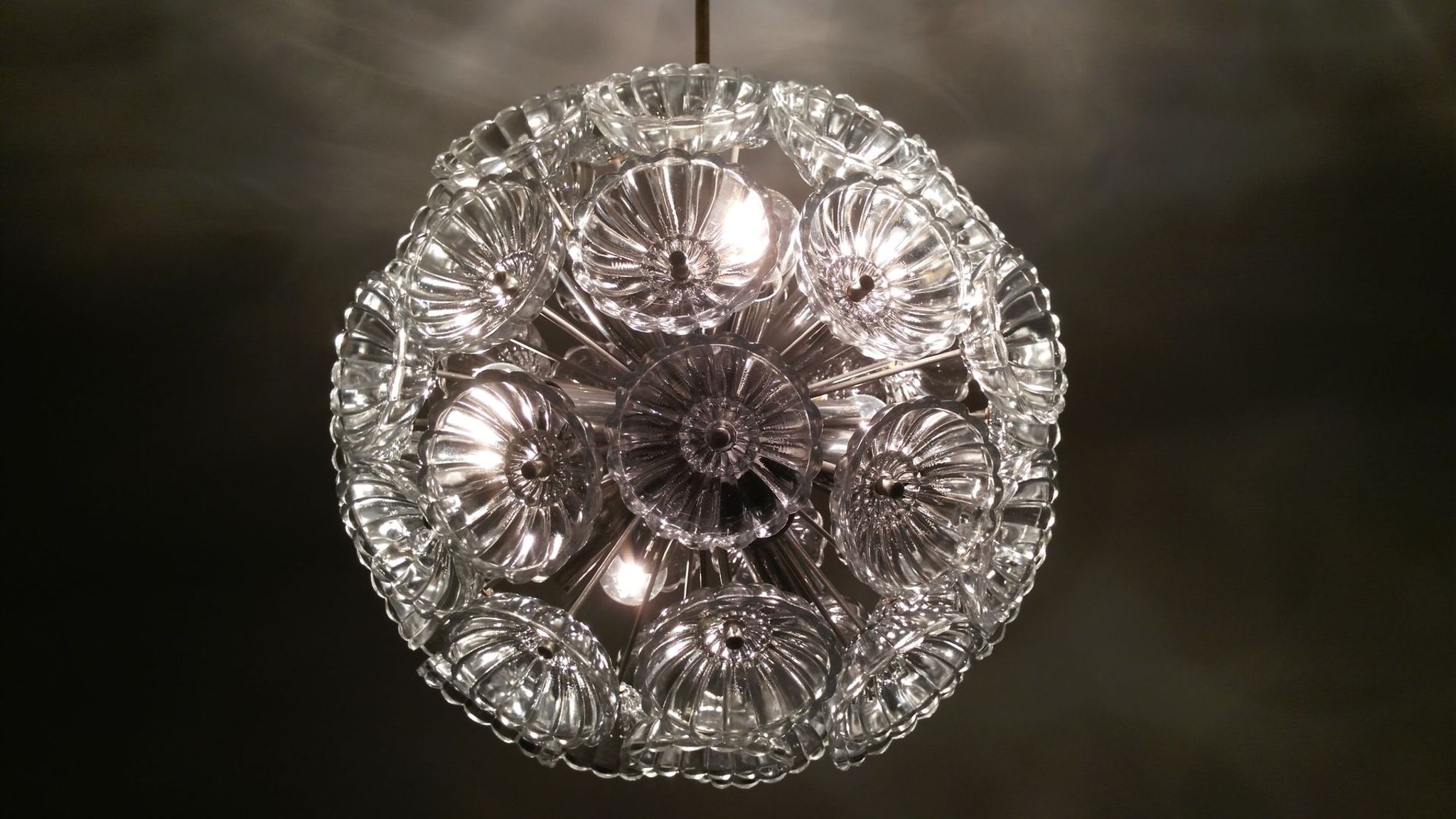Chandelier Sputnik Dandelion mid-century glass 1970 s