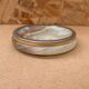 Antique Alabaster Ashtray + Brass Surround Vintage Smoker Accessories #B181