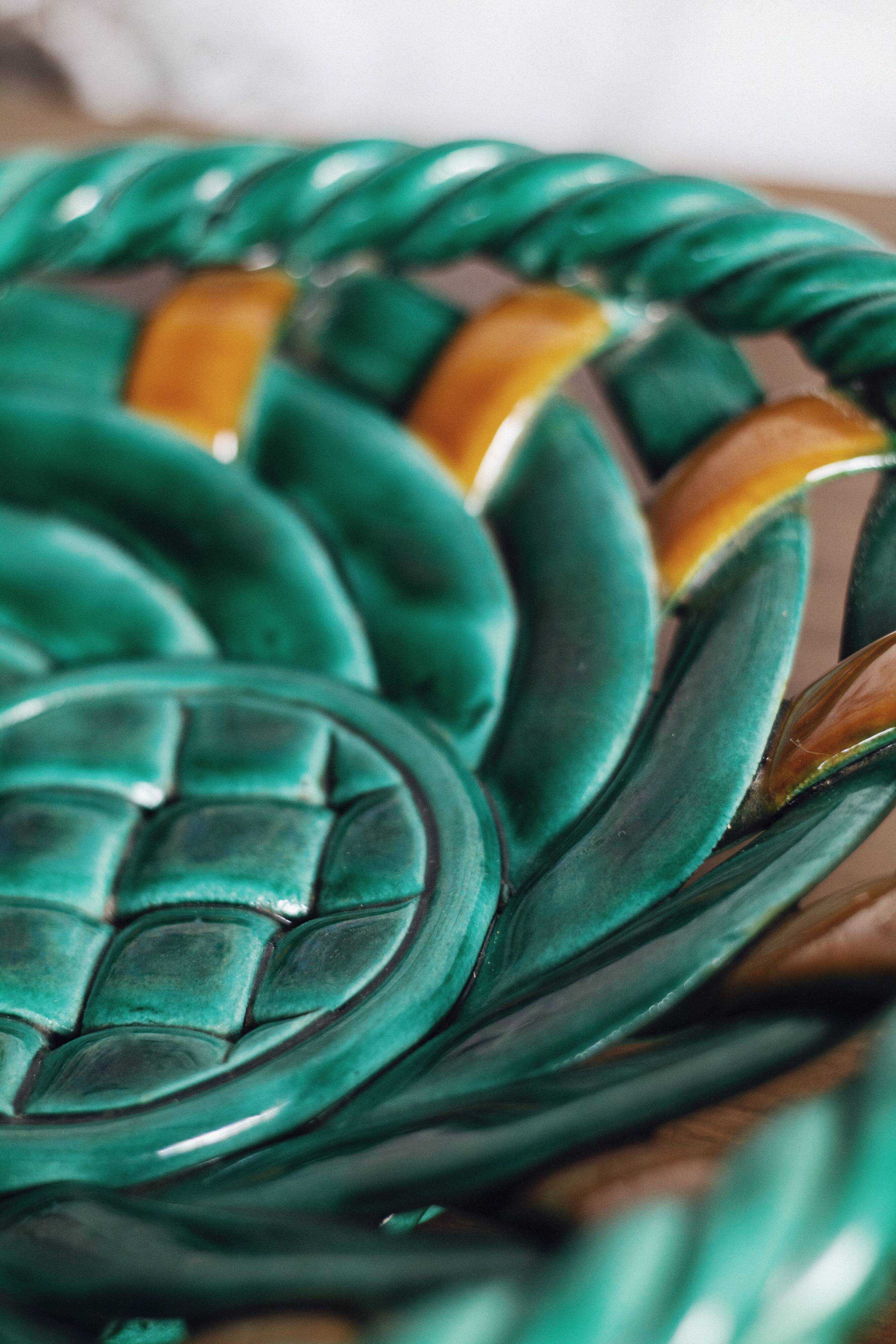 Woven ceramic fruit bowl or dish from Vallauris