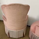Pair of powder pink toad armchairs