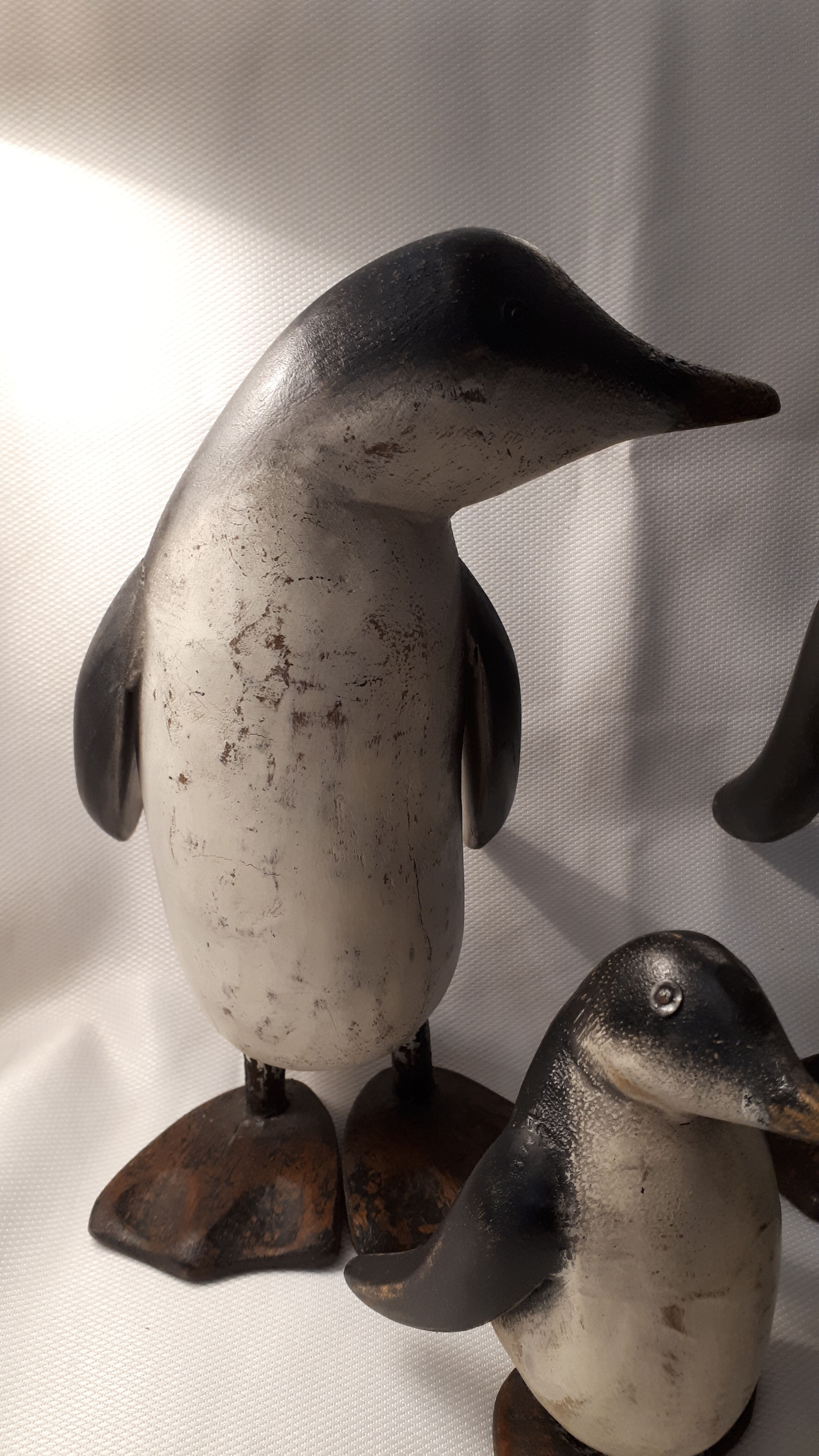 Family of 4 wooden penguins art deco