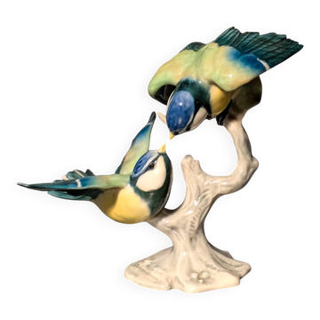 Porcelaine figurine mésanges par Gerhard Bochmann pour AK Kaiser
