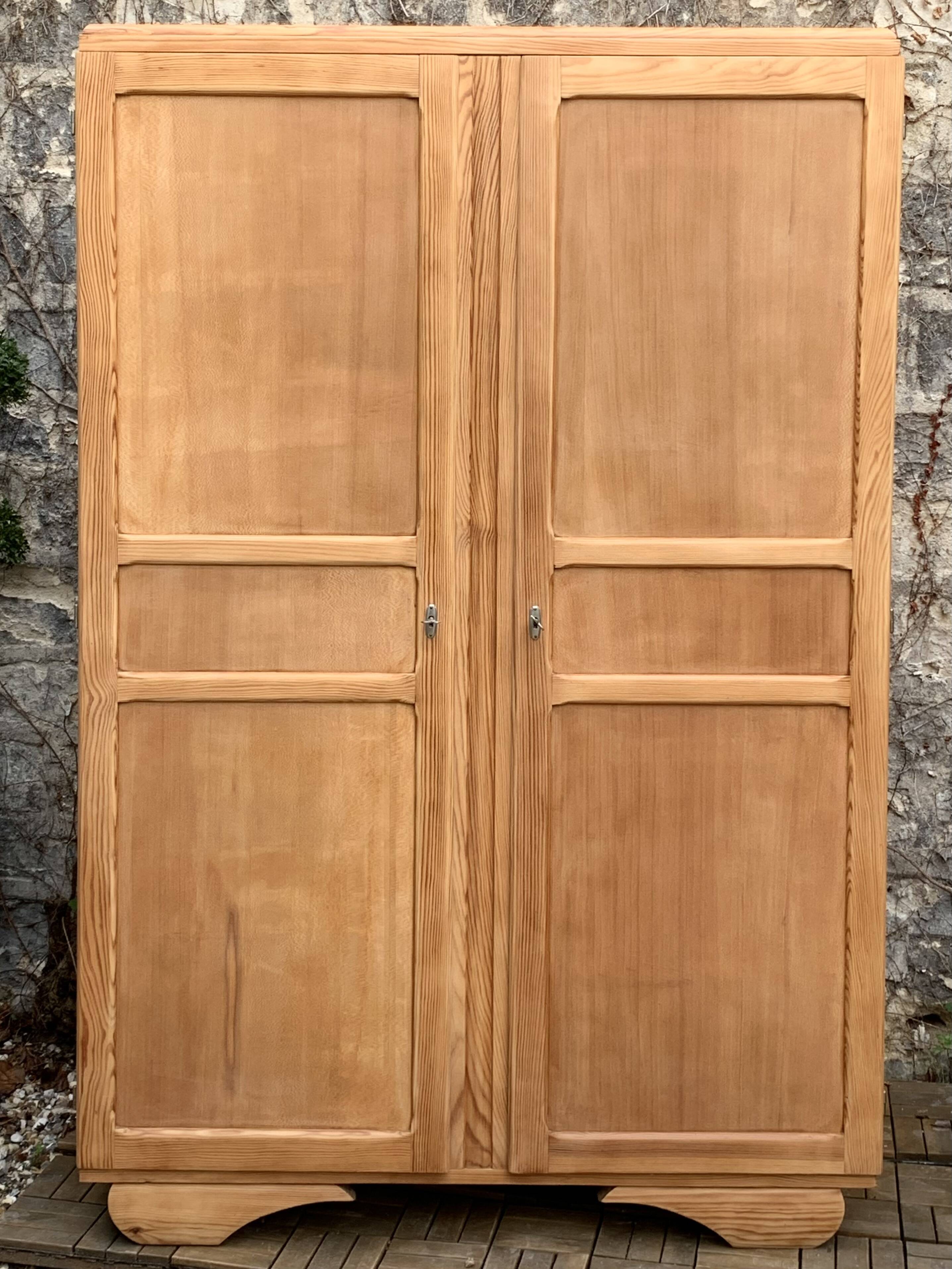 Parisian art deco wardrobe solid raw wood wardrobe