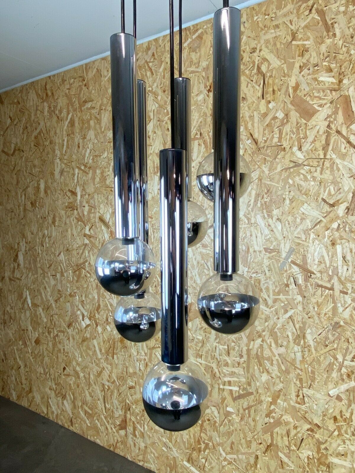 60s 70s lamp cascade lamp by Motoko Ishii for Staff Chrom 6-flame