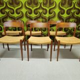 Set of 6 Møller teak chairs 1960