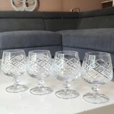 Lot of 6 x Cognac/Brandy glasses. Cut Bohemian crystal. Boho chic.