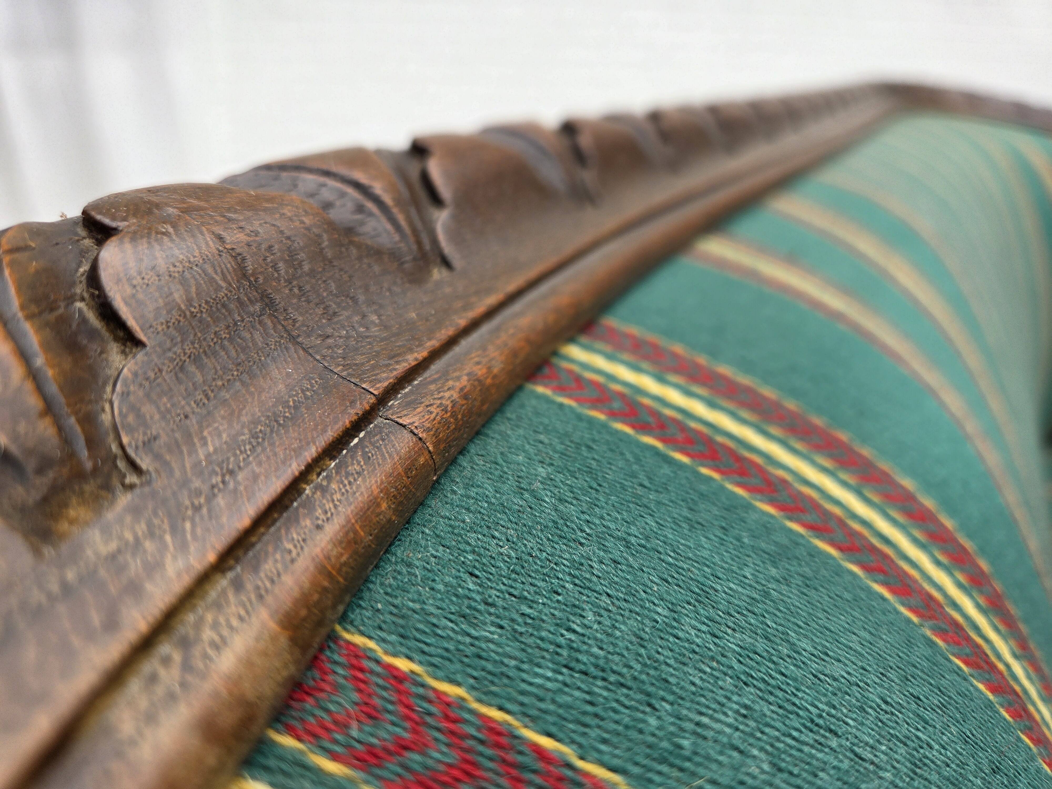 1950s, Danish 2-seater sofa, green furniture wool, oak wood.