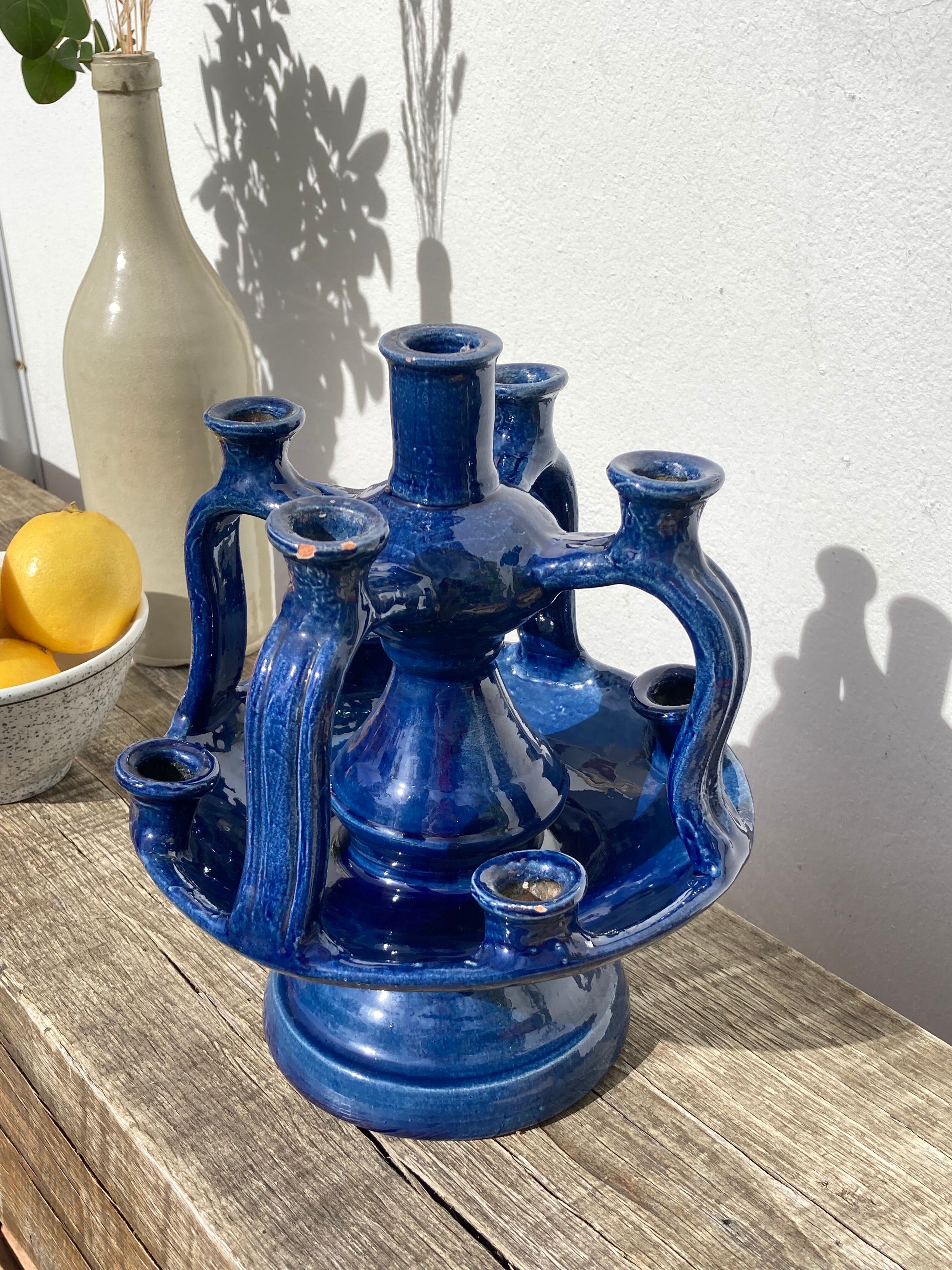Candlestick in blue Tamegroute