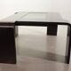 Rectangle Black Lacquered Plywood Coffee Table with Smoked Glass Panel 70s