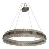 Murano Glass Pendant Chandelier Hammered Clear Glass in Polish Kromo Ring W