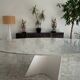 Elliptical table in Carrara marble and Corian attributed to Xavier Lust.