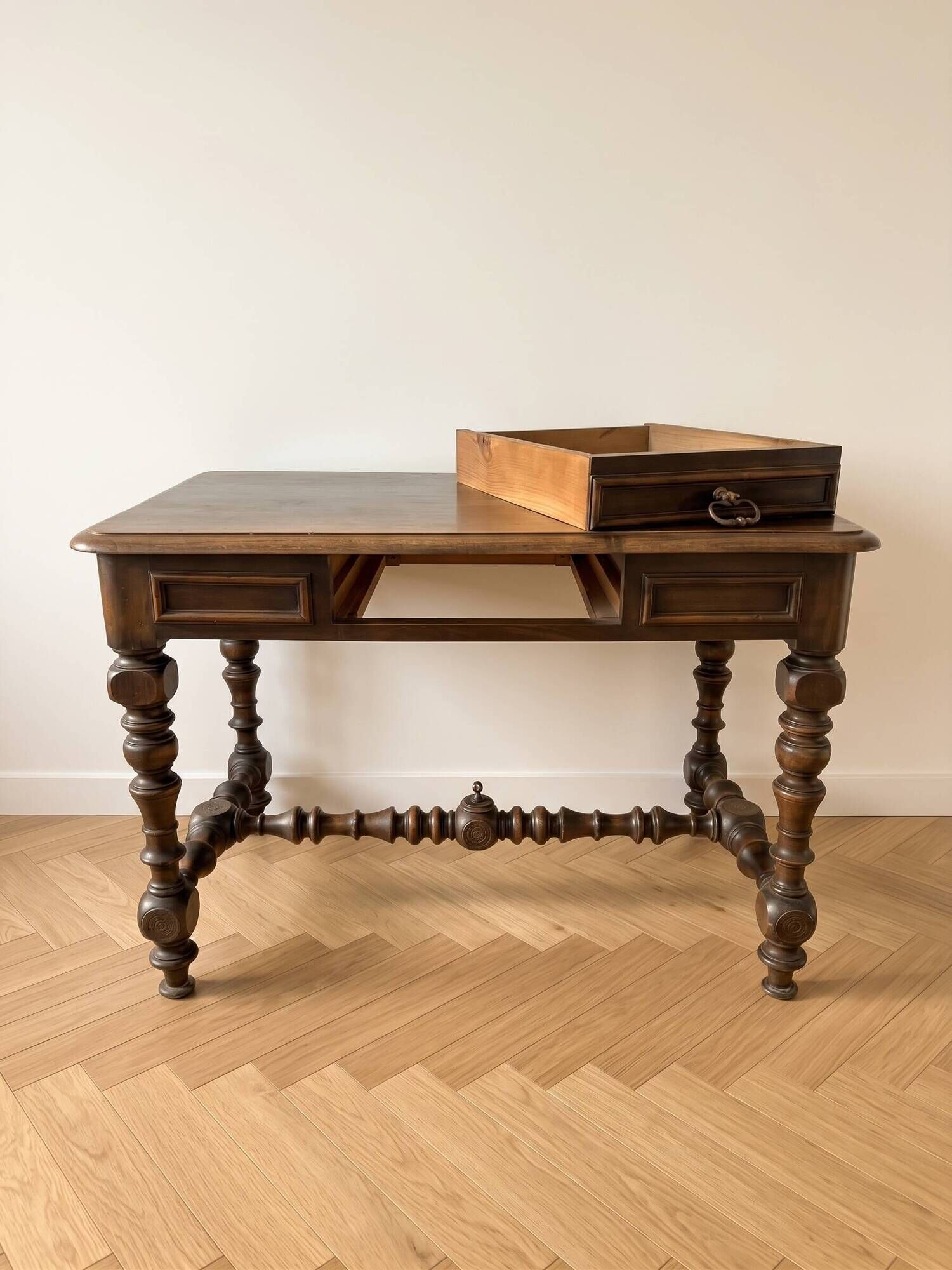 Antique Louis XIII style desk in solid wood