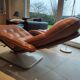 Vintage Lounge Chair & Ottoman "Origlia" – Tawny Leather & Pirelli Straps