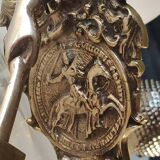 French masonic door knocker/knocker of the templars, in cast bronze. knight medallion, hand with hammer