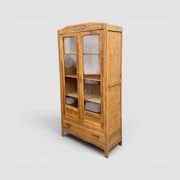 Parisian wardrobe with bevelled glass, blonde oak, Art Deco 1930.