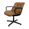 Camel leather office chair by Charles Pollock for Knoll, 1970