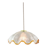 Mid-Century Italian Murano Glass and Brass Pendant Lamp