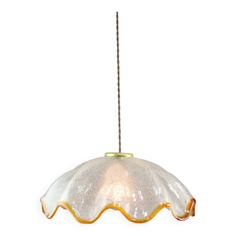 Lampe à suspension italienne du milieu du siècle en verre de Murano et laiton