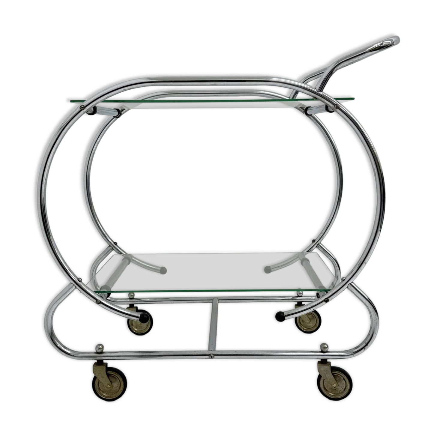 Art deco bar cart trolley chrome tubular, 1930s