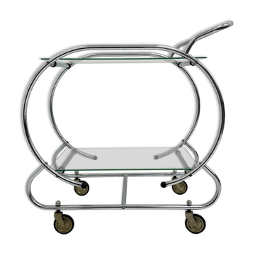 Art deco bar cart trolley chrome tubular, 1930s