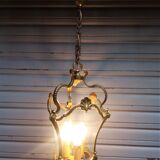 Bronze lantern Louis XV style in working order, curved glasses