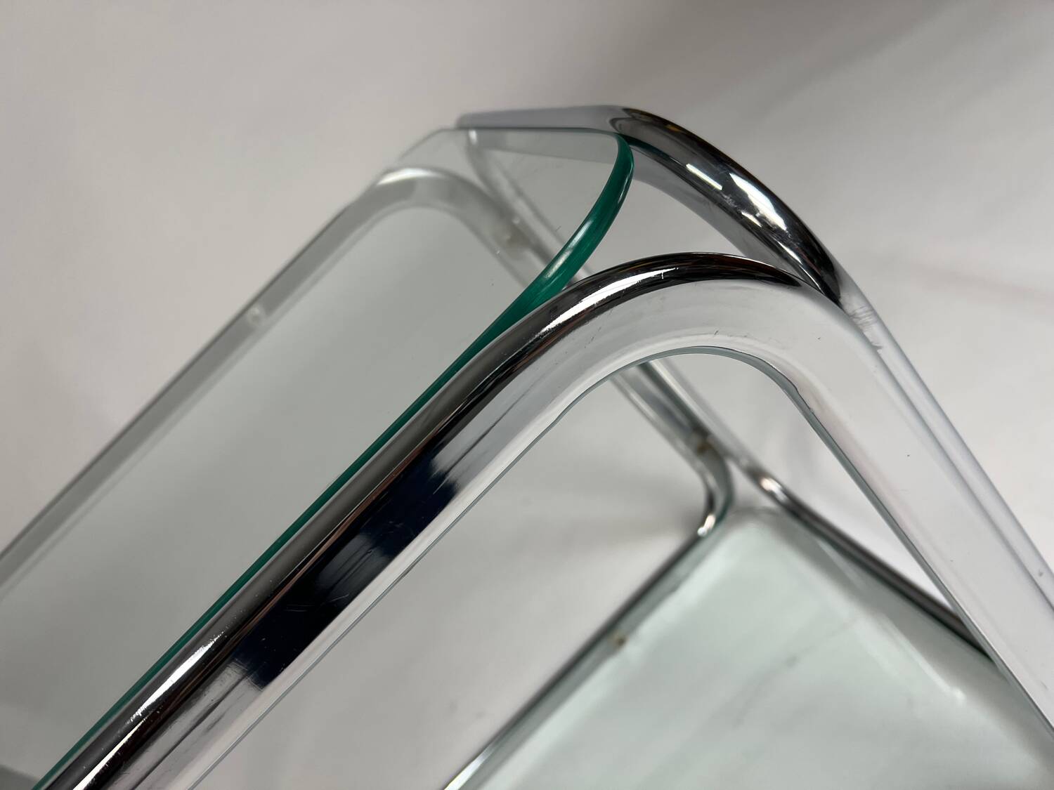 Vintage chrome glass coffee table 70s space age table
