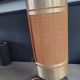 Vintage table lamp with brushed aluminium base - cylinder shade