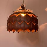 1970s metal chandelier Hans Kogl leaf patterns