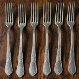 A set of 6 old flowered metal forks