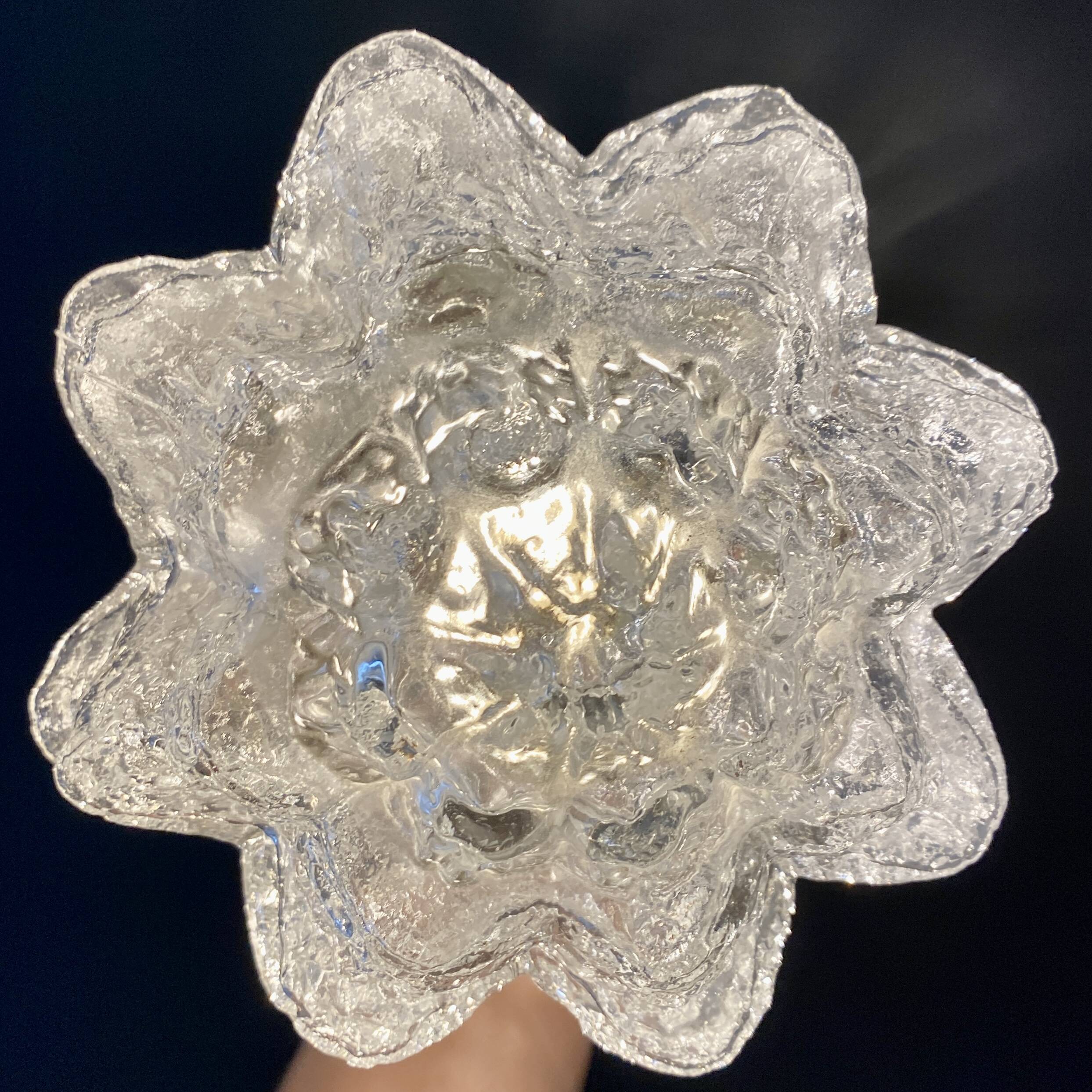 Vintage globe wall or ceiling light in molded glass in the shape of a flower