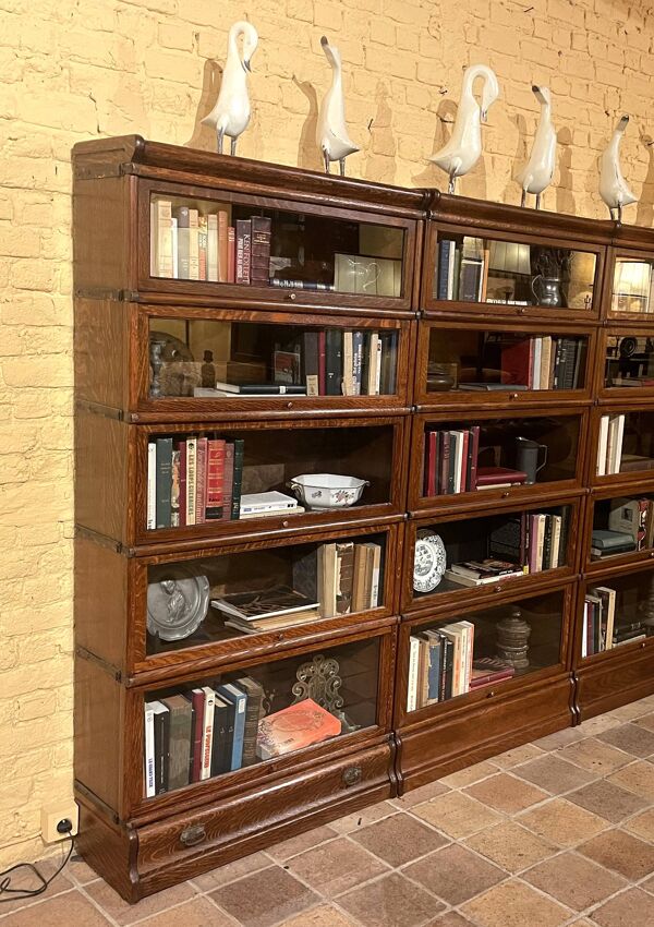Mur De Bibliothèque de 4 modules Globe Wernicke En Chêne -19° Siècle