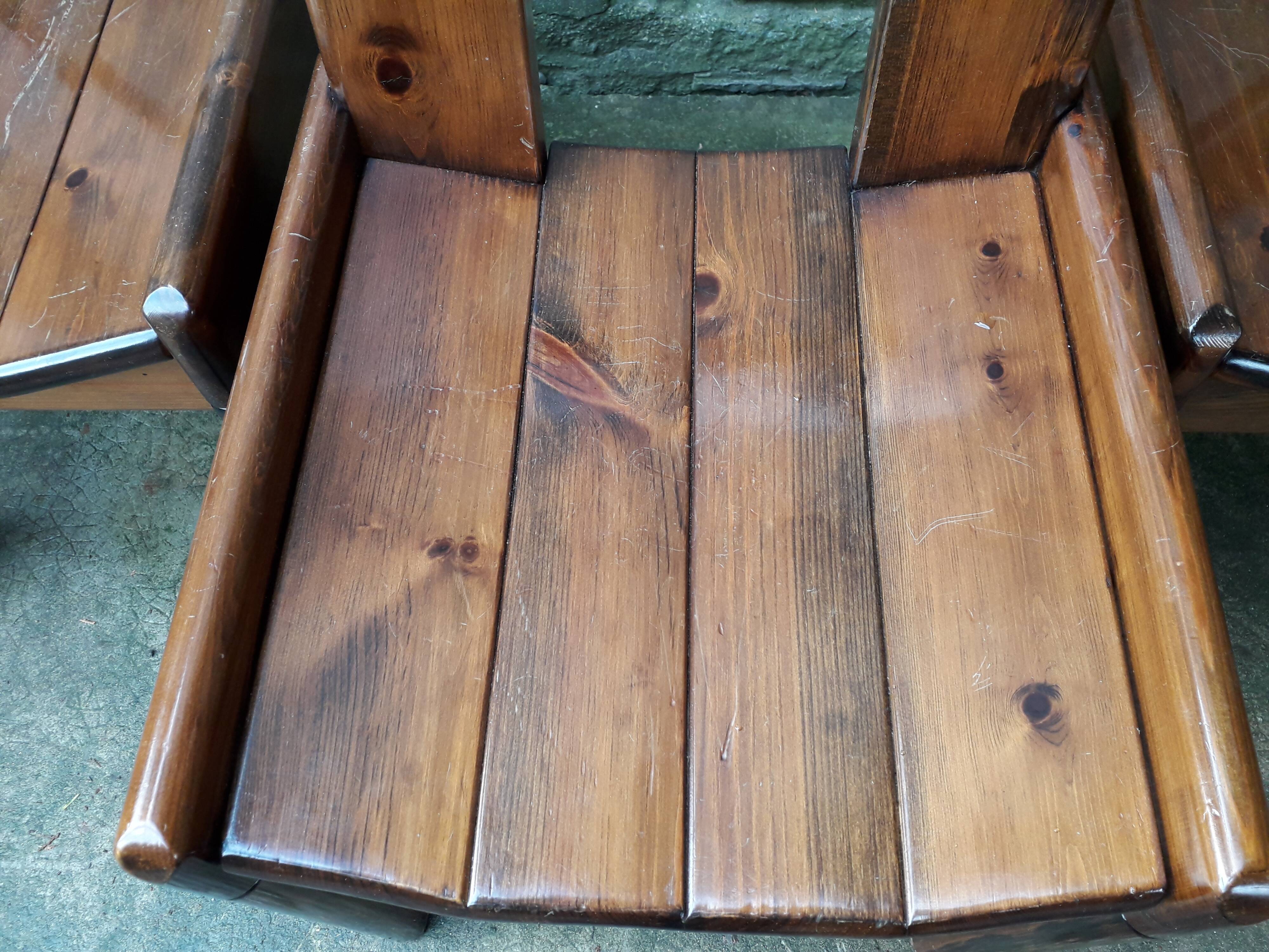 Set of 6 varnished pine chairs