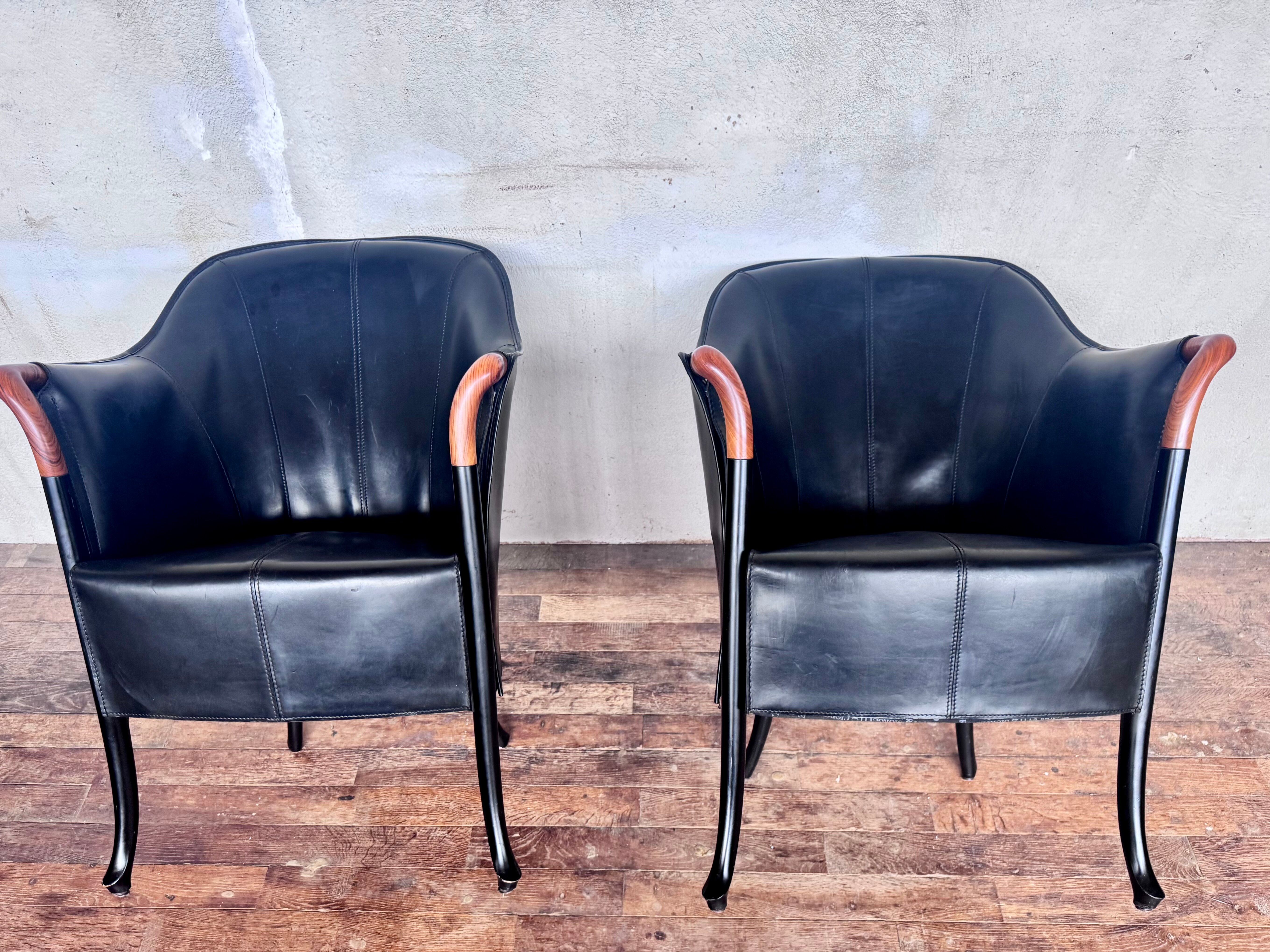 2 designer armchairs by Umberto Asnago for Giorgetti Italy