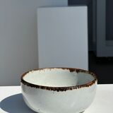 Small white glazed ceramic bowl black edges