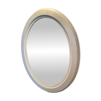 Miroir ovale en bois blanc