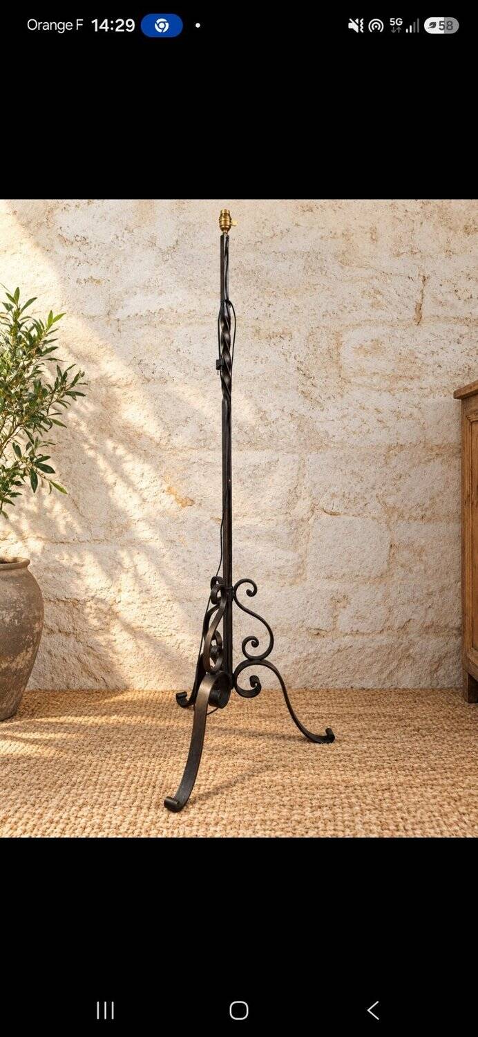 Wrought iron tripod floor lamp from the early 20th century – classical style