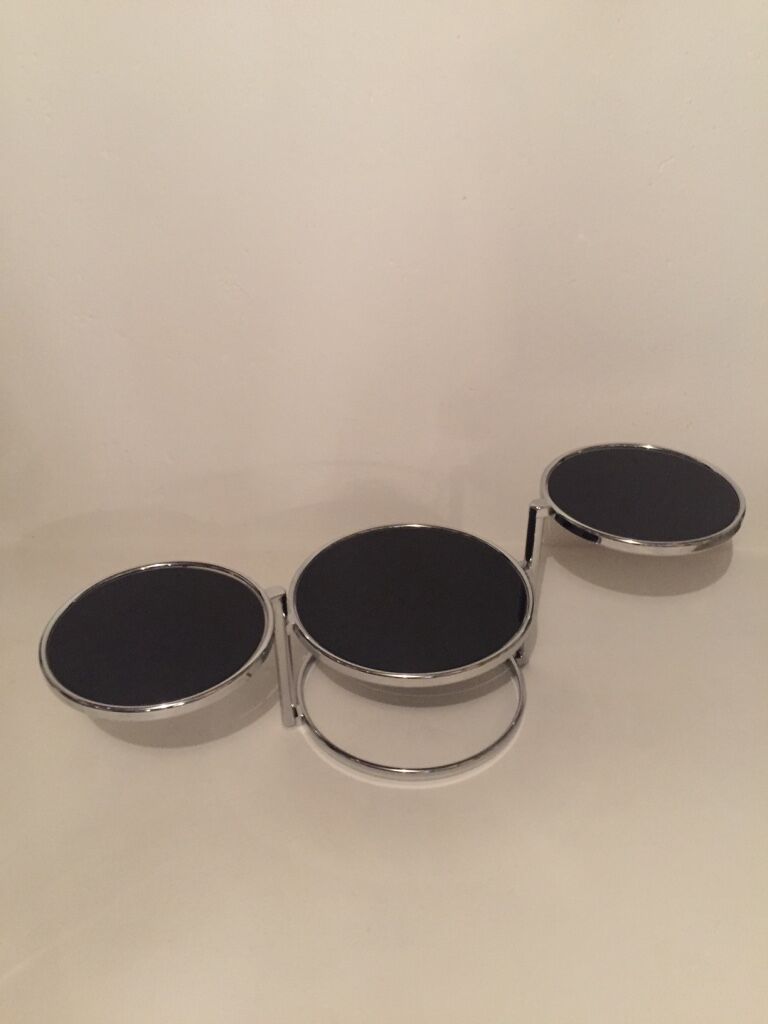 3-plate swivel coffee table in 1970s glass and chrome
