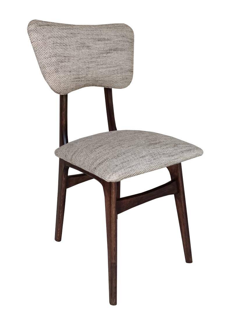 Butterfly Mid-Century dining chair in Peony cotton, Poland, 1960s
