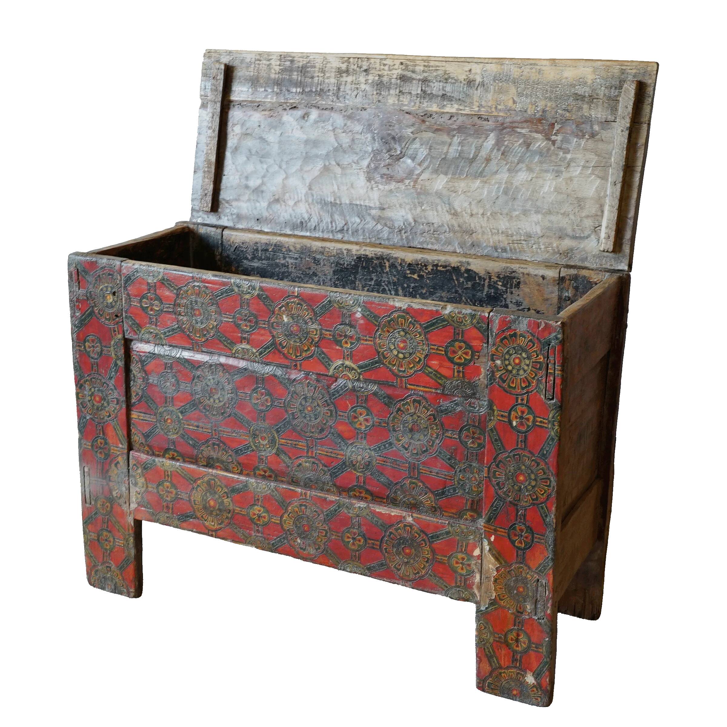 Nyemo - Ancient painted Tibetan chest