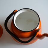 Vintage kettle orange enameled steel 1.5 liter