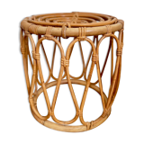 Vintage rattan pouf stool