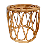 Vintage rattan pouf stool