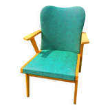 Vintage armchair in wood and skai