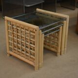 Set of 3 bamboo nesting tables 1960
