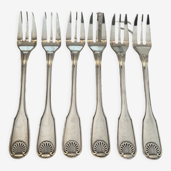 6 dessert forks. Christofle . Model Vendôme/shell