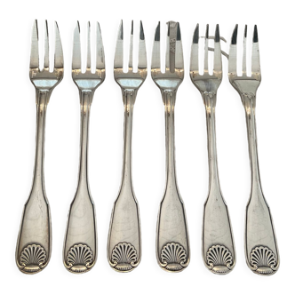 6 dessert forks. Christofle . Model Vendôme/shell