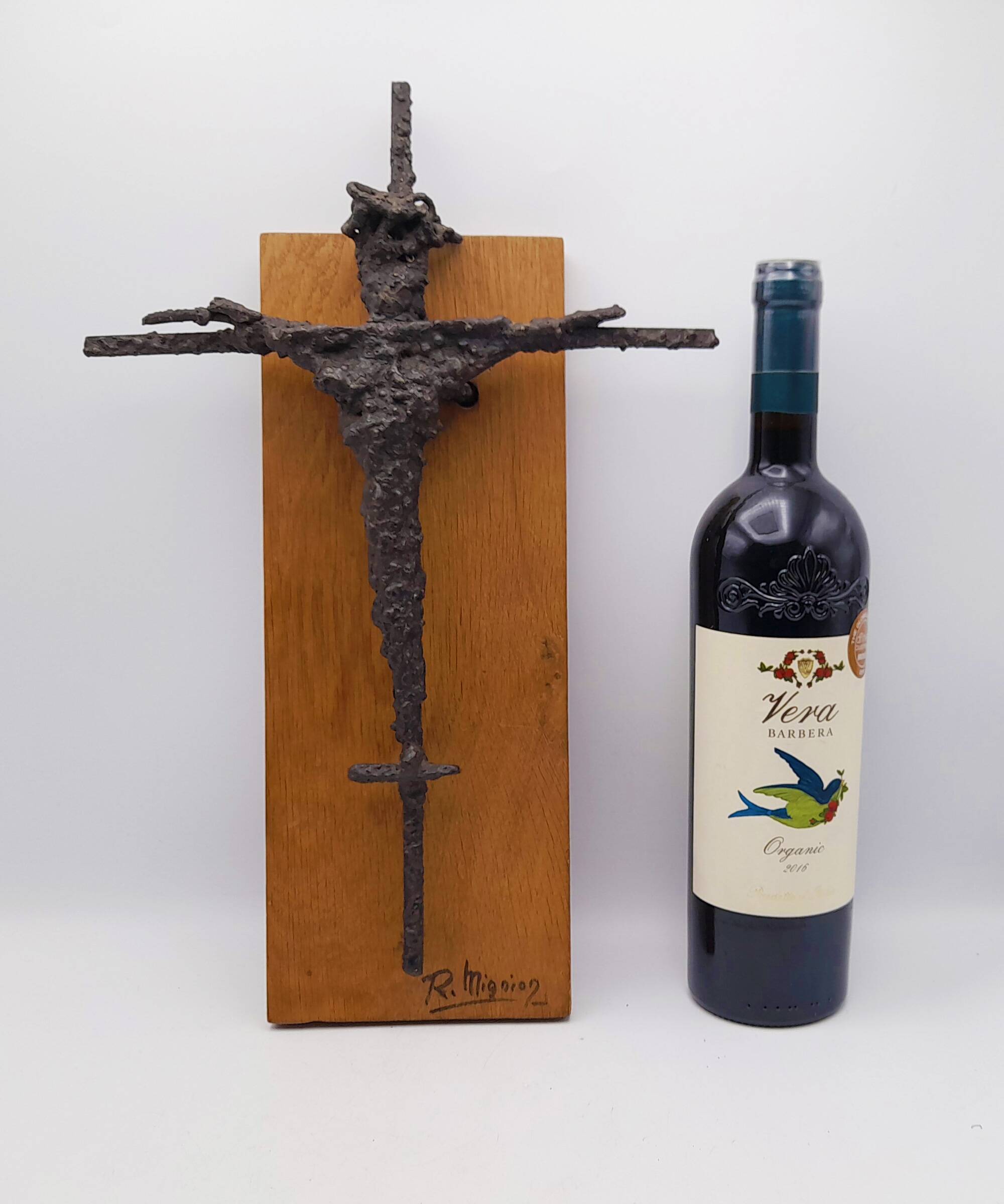 Brutalist sculpture, crucifix by René Mignion, France, 1967