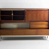 Minimalist backlit highboard in teak, Belgium 1960s