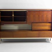 Minimalist backlit highboard in teak, Belgium 1960s