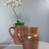 Duo d'anciens pots à lait en grès de Bonny, 50 cl vintage France